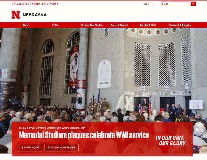 Screenshot of UNL.edu