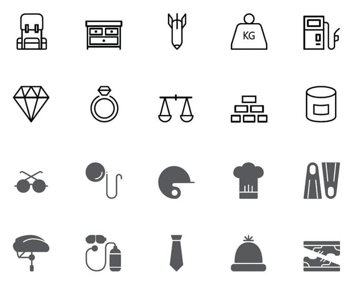 a field of various icons