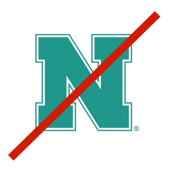 Teal N logo with red strike thru line