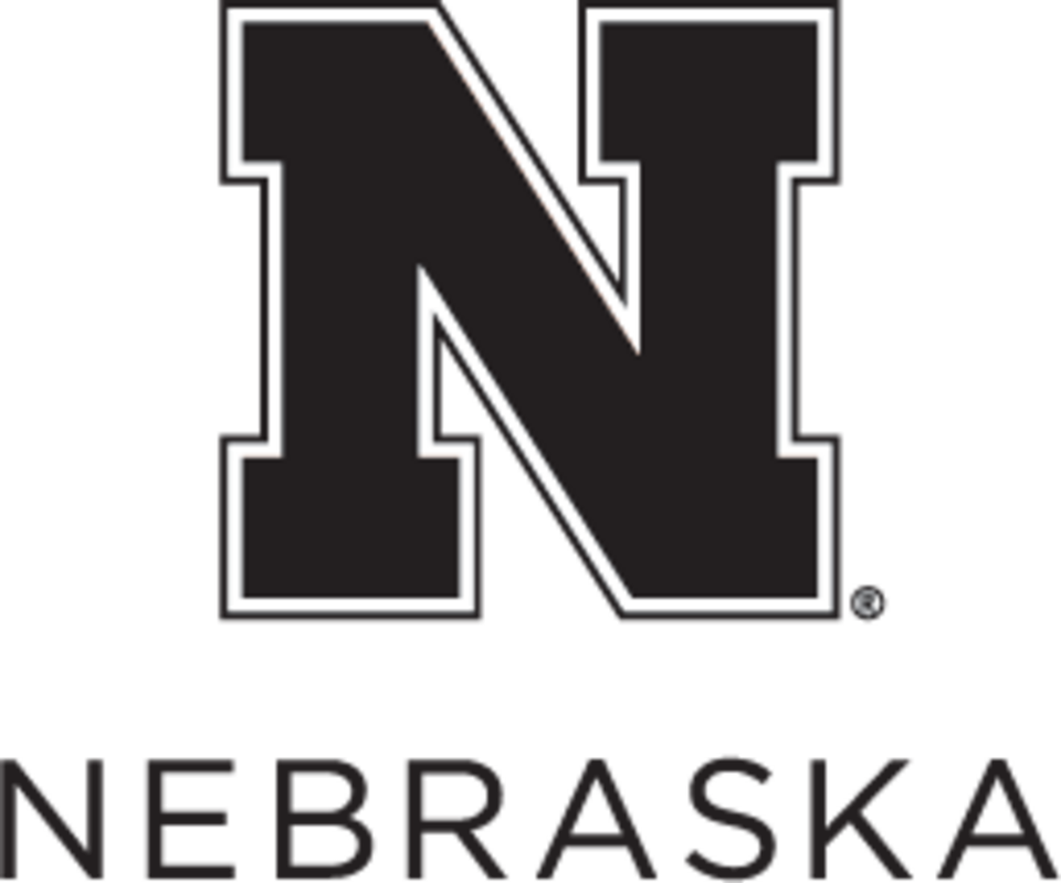 Nebraska N with Nebraska name in all caps sans serif centered underneath, all in black