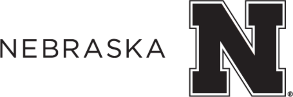 Nebraska name in all caps sans serif on the left and Nebraska N on the right, all in black