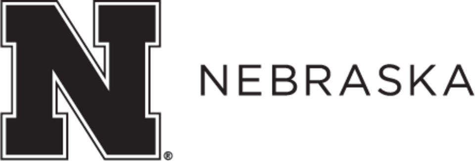 Nebraska N on the left and Nebraska name in all caps sans serif on the right, all in black