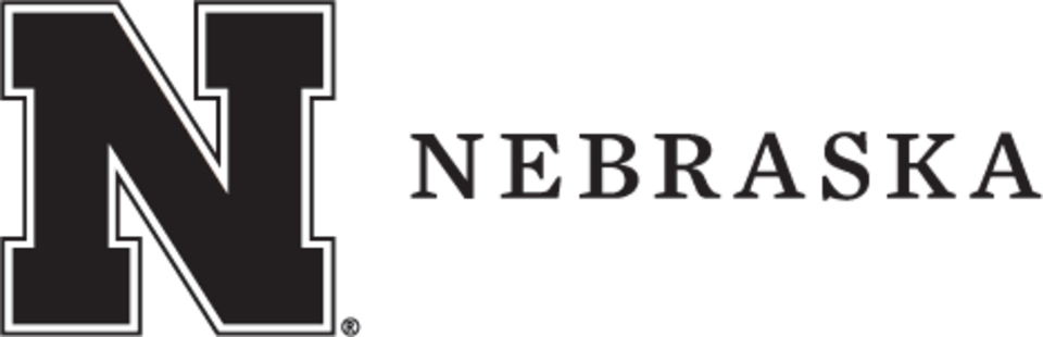 Nebraska N on the left and Nebraska name in all caps serif on the right, all in black